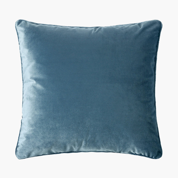 Подушка декоративная со съемной наволочкой, 40х40см, велюр синий