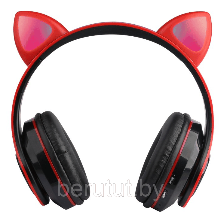 Беспроводные детские наушники с ушками и подсветкой Cat Ear B39 Красные - фото 6 - id-p171604659