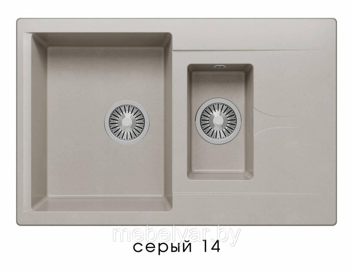 Мойка для кухни Полигран BRIG-770 (77х50см) серый, фото 1