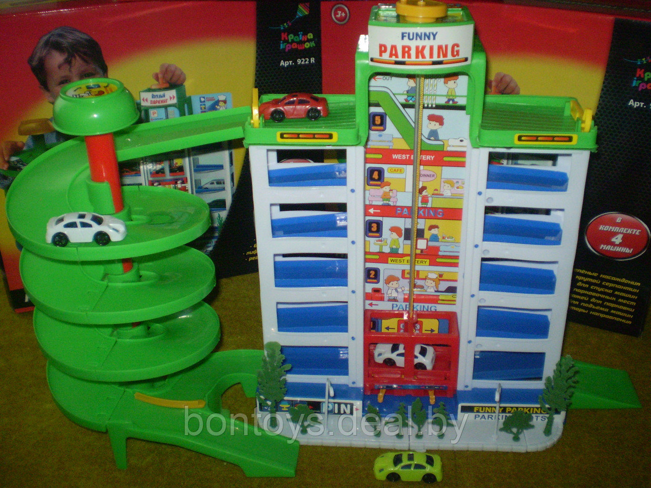 Детская Парковка-гараж 6-уровневый со спиральным спуском и лифтом. - фото 3 - id-p171643404