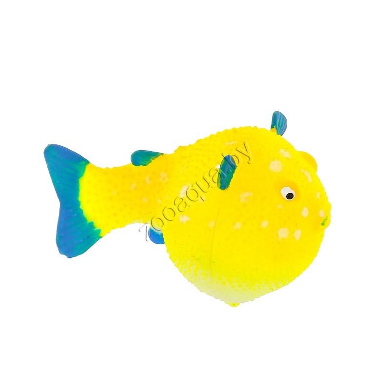 GL-268353 GLOXY Рыба шар на леске желтая, 8х5х5,5см Флуорисцентная аквариумная декорация - фото 1 - id-p121582869