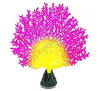 Флуоресцентная аквариумная декорация GLOXY Коралл веерный розовый, 13,5х3х16см