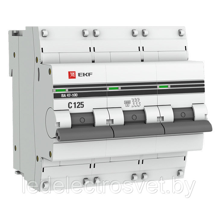 Автоматический выключатель ВА 47-100, 3Р 125А (C) 10кА EKF PROxima - фото 1 - id-p171678660