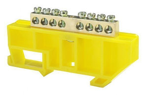 Шина "N" нулевая на DIN-изоляторе 8 отверстий 
желтая