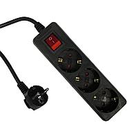 Удлинитель 3 гнезда 3м, 10А/2,3кW с з/к и выкл., 
ПВС 3х0,75 "POWERMAN" черный