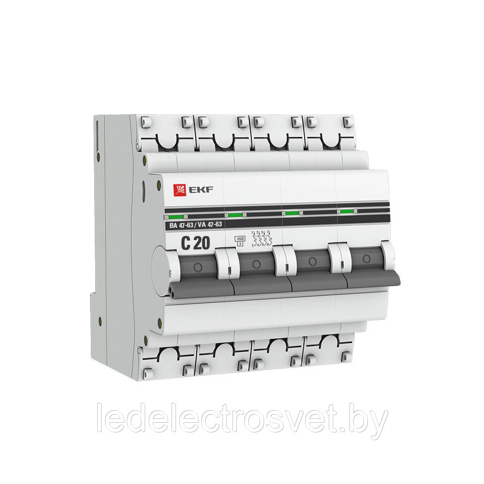 Автоматический выключатель ВА 47-63, 4Р 20А 
(C) 4,5кА EKF PROxima