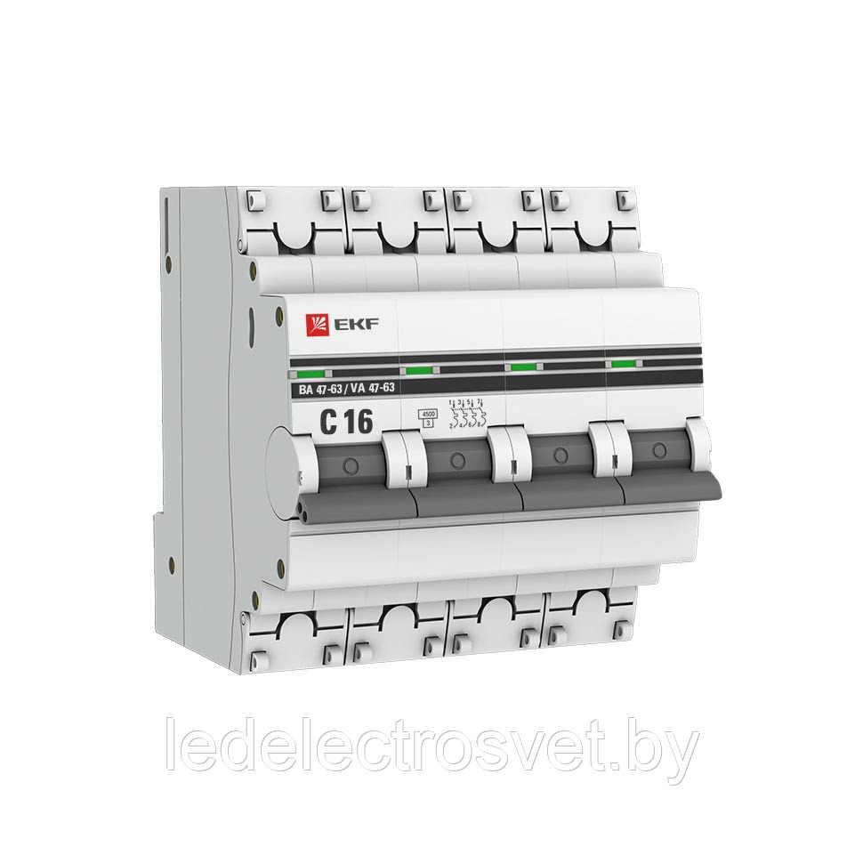 Автоматический выключатель ВА 47-63, 4Р 16А 
(C) 4,5кА EKF PROxima