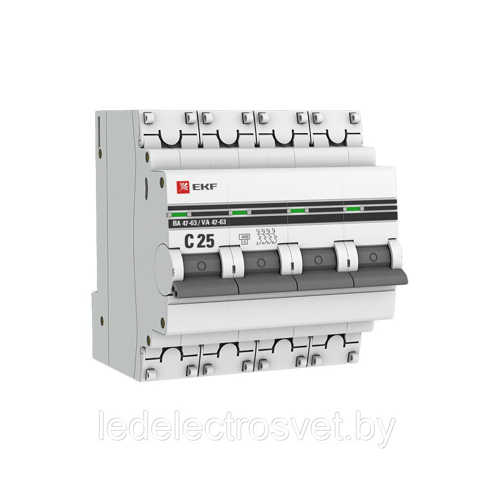 Автоматический выключатель ВА 47-63, 4Р 25А 
(C) 4,5кА EKF PROxima