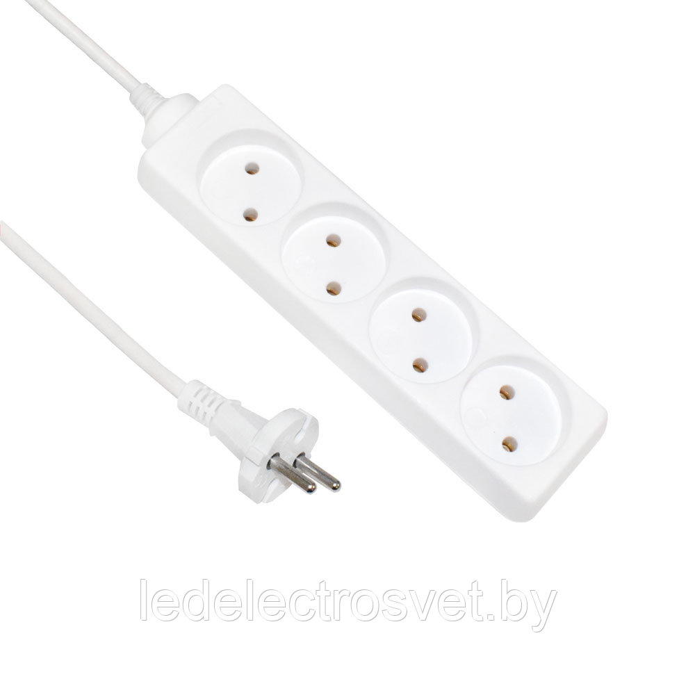 Удлинитель 4 гнезда 2м, 10А/2,5кW без з/к, ПВС 
2х0,75 "POWERMAN"