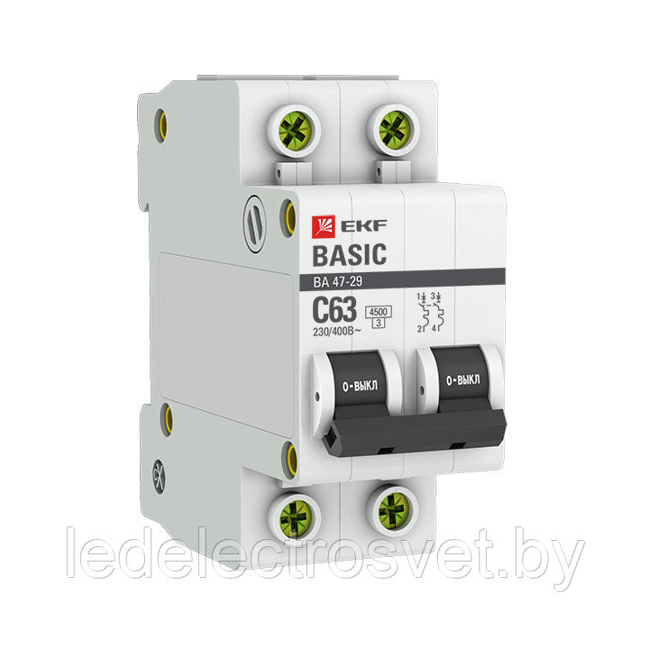 Автоматический выключатель ВА 47-29, 2P 50А (C) 4,5кА EKF Basic - фото 1 - id-p171679421