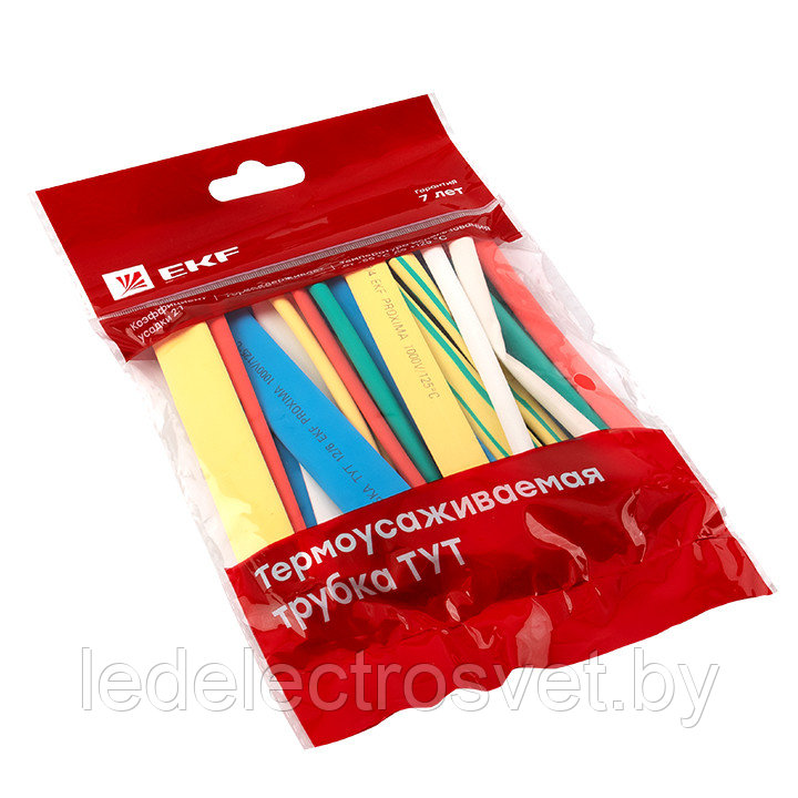 Набор ТУТ: 7 цветов по 5шт. Разного диама 
(4/2, 6/3, 8/4, 10/5, 12/6) 100мм. EKF PROxima