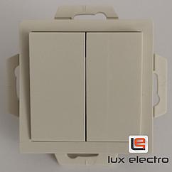 Двухклавишный кнопочный выключатель, цвет Бежевый (Schneider Electric ATLAS DESIGN)