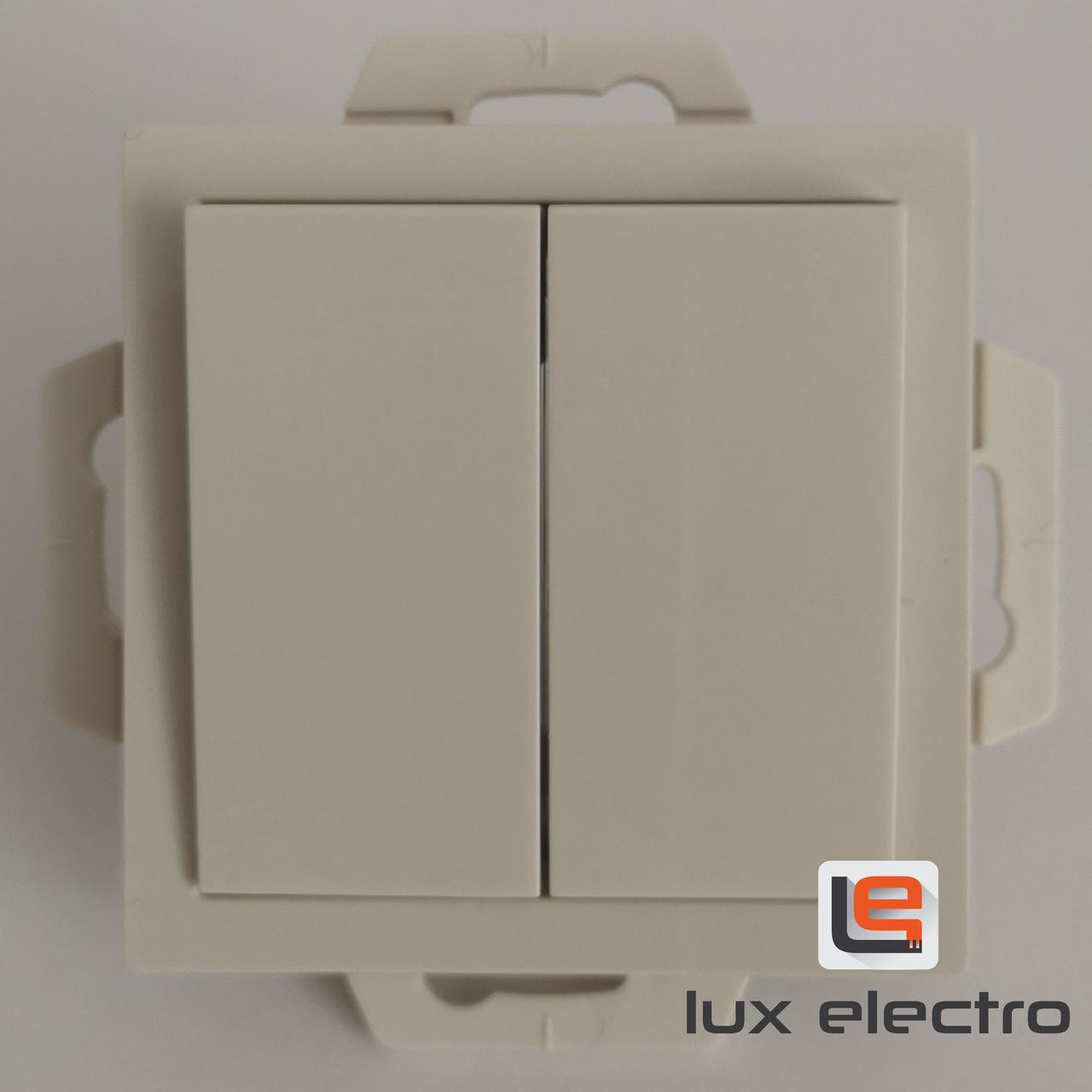 Двухклавишный кнопочный выключатель, цвет Бежевый (Schneider Electric ATLAS DESIGN) - фото 1 - id-p171704711