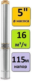 Погружной скважинный насос UNIPUMP ECO MAXI 16-115 + пульт
