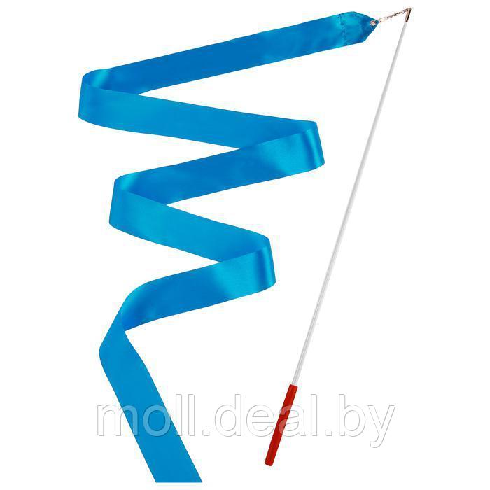 Лента гимнастическая 2 м с палочкой, цвет голубой - фото 1 - id-p171654751