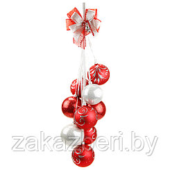 Елочная игрушка гирлянда стеклянная "Фестивальная", 9 шаров, ручная художественная роспись, подарочная