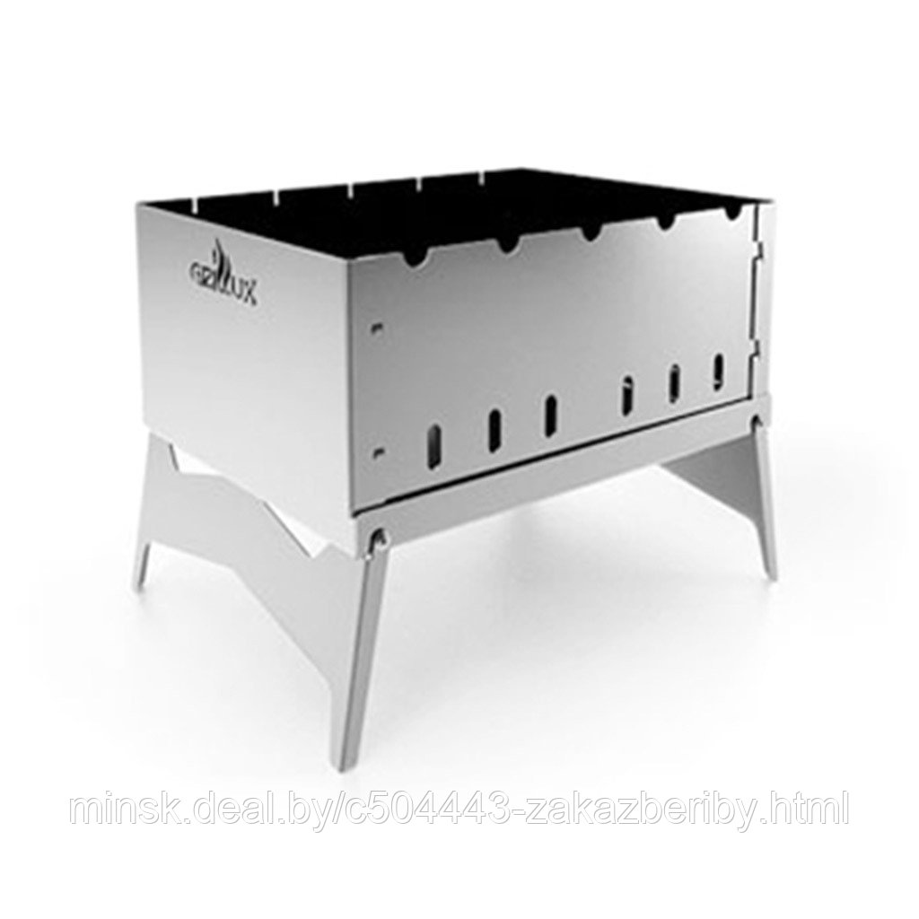 Мангал "Optimus Stainless" 39х27х25,4см, нержавеющая сталь s1,5мм, складной, компактный, Grillux (Россия)