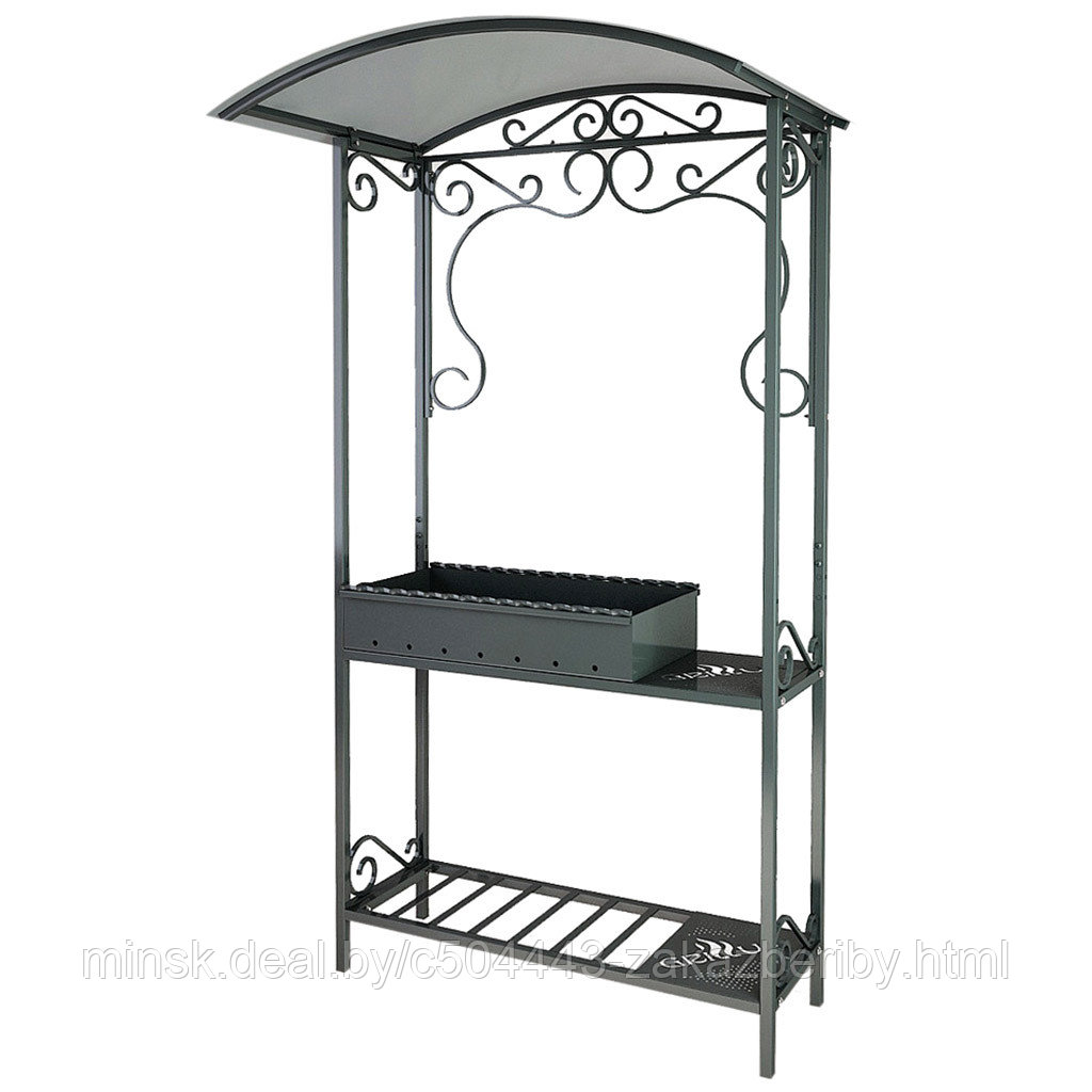 Мангал "Roof Grill" 113х71х210см, на подставке, столик, каркас, крыша, сборно-разборная конструкция, сталь