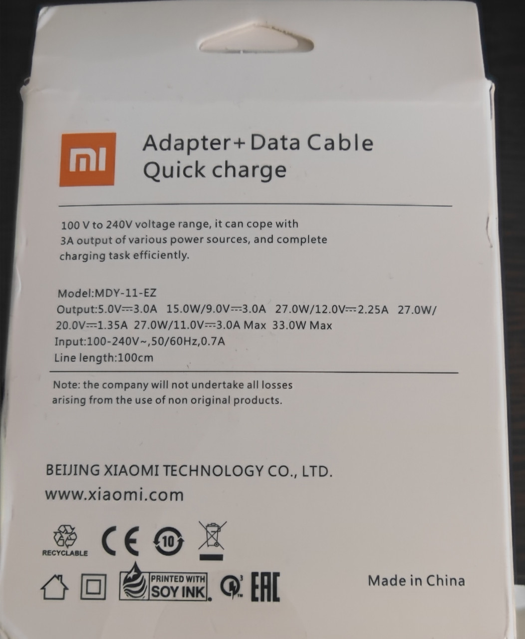 33W Adapter Date Cable Quick charge - фото 2 - id-p171771619