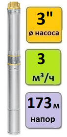 Насос скважинный погружной UNIPUMP MINI ECO 1-173 (кабель-50м)