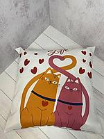 Подушка с эксклюзивным дизайном для сублимации для сублимации "2 Кота"