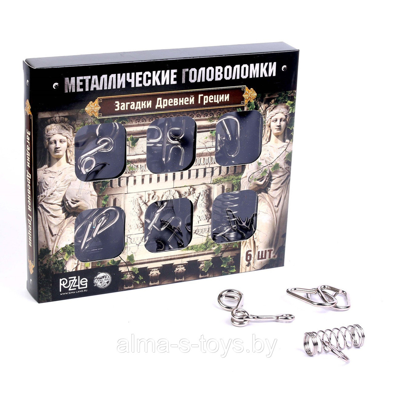 Набор металлических головоломок "Загадки Древней Греции"(6 шт), в ассорименте