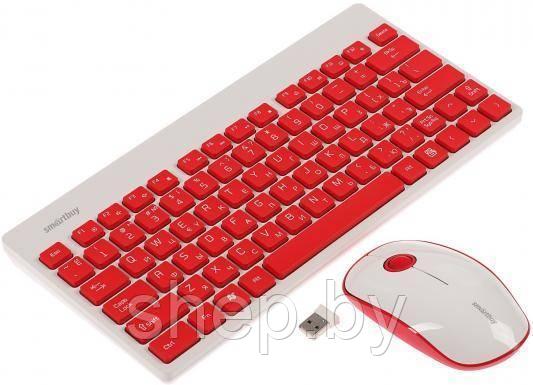 Комплект беспроводной клавиатура + мышь SmartBuy SBC-220349AG-RW короткая цвет:красно-белый - фото 1 - id-p171841037
