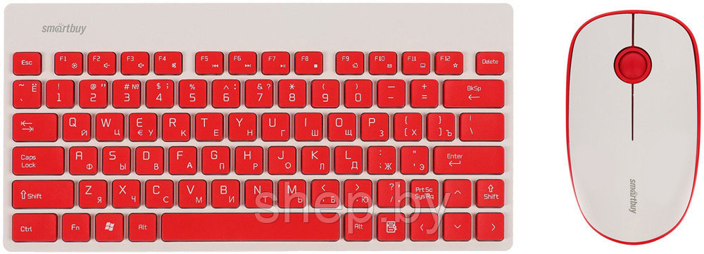 Комплект беспроводной клавиатура + мышь SmartBuy SBC-220349AG-RW короткая цвет:красно-белый - фото 2 - id-p171841037