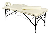 Складной 3-х секционный алюминиевый массажный стол BodyFit, кремовый 60 см (валик в комплекте)