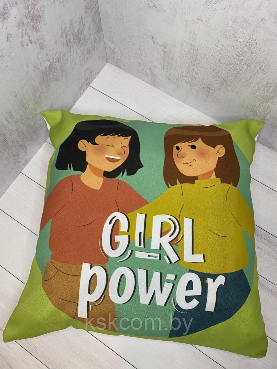 Подушка с эксклюзивным дизайном для сублимации для сублимации "GERL POWER Зеленая"