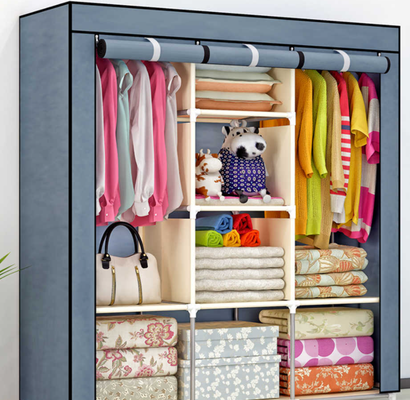 Складной каркасный тканевый шкаф Storage Wardrobe трехсекционный Цвета микс.Лучшая цена!