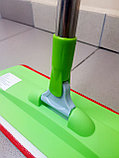 Швабра для мытья пола плоская, 135 см, насадка на липучке из микрофибры 40×15 см, фото 2