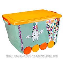Контейнер-ящик детский для хранения игрушек пластмассовый "Окто" 50л, 39,5x57,5x35см, на колесах, жираф