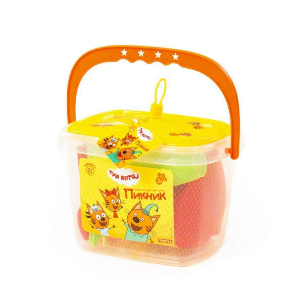 Игрушечный набор посуды для кукол "Пикник "ТРИ КОТА" (21 элемент, в контейнере) арт. 72948 Полесье - фото 4 - id-p171902963