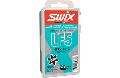 Мазь скольжения лыжная Парафин низкофтористый Swix LF5X Turquoise -8C/-14C, 60 гр