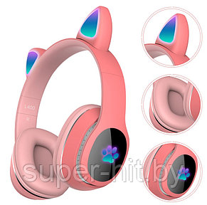 Детские беспроводные наушники Cat ear со светящимися ушками CXT-B39   (Розовые), фото 2
