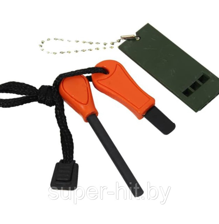 Огниво с магниевым стержнем, пластиковой ручкой Survive fire starter whistle в комплекте с сигнальным свистком - фото 4 - id-p171921566