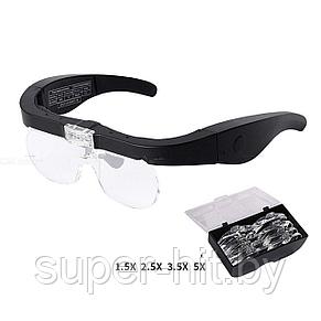 Лупа-очки  с набором линз и подсветкой 11537 DC  (увеличение 1.5; 2; 2.5; 3.5; 5 раз, USB), фото 3