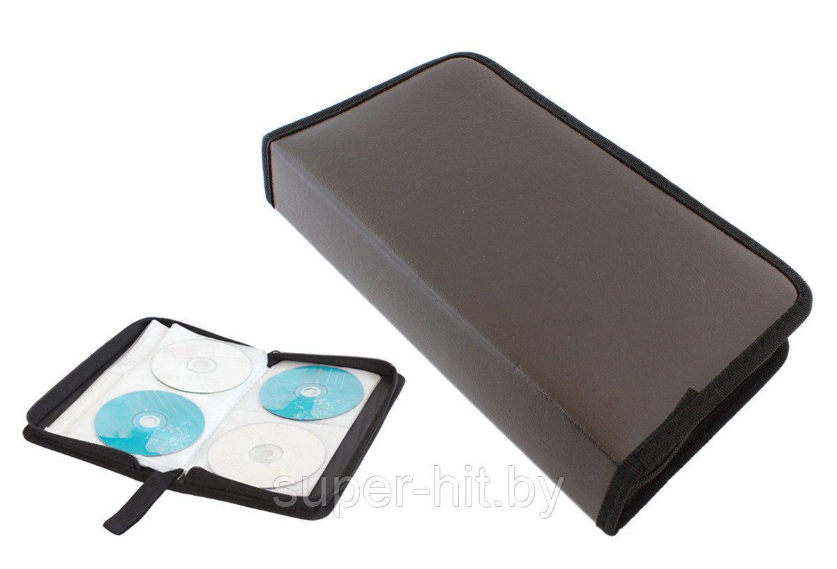 Сумка футляр для хранения дисков SiPL 80 слотов CD/DVD коричн. - фото 1 - id-p171921621