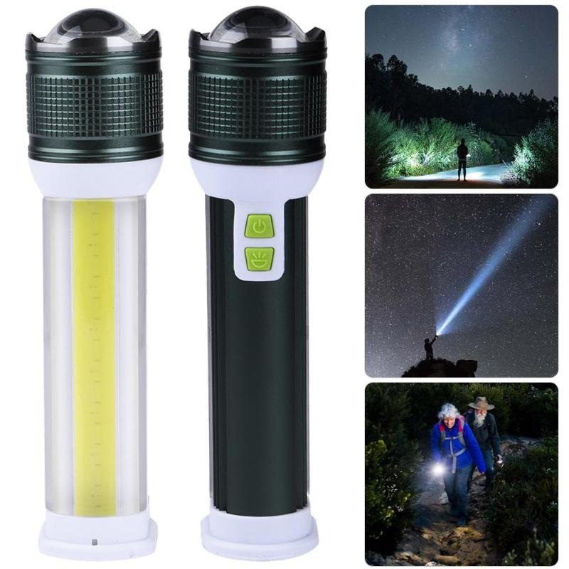 Ручной аккумуляторный фонарь Rotating Zoom Flashlight 128 LED боковая световая СОВ панель + Power Bank