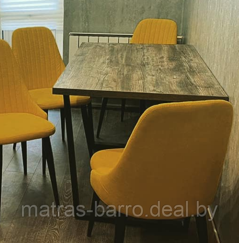 Стол обеденный Патика М78 в стиле лофт 130х75 см (каркас черный матовый/ДСП сосна Пасадена)