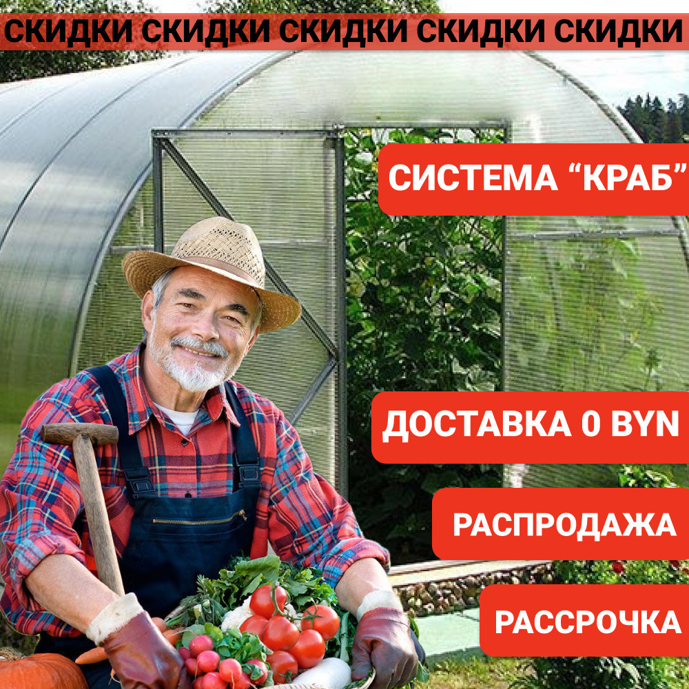 Теплица Сибирская XXL (Титан) "Краб" (труба 40*20, шаг 0.67 м) 10 метров