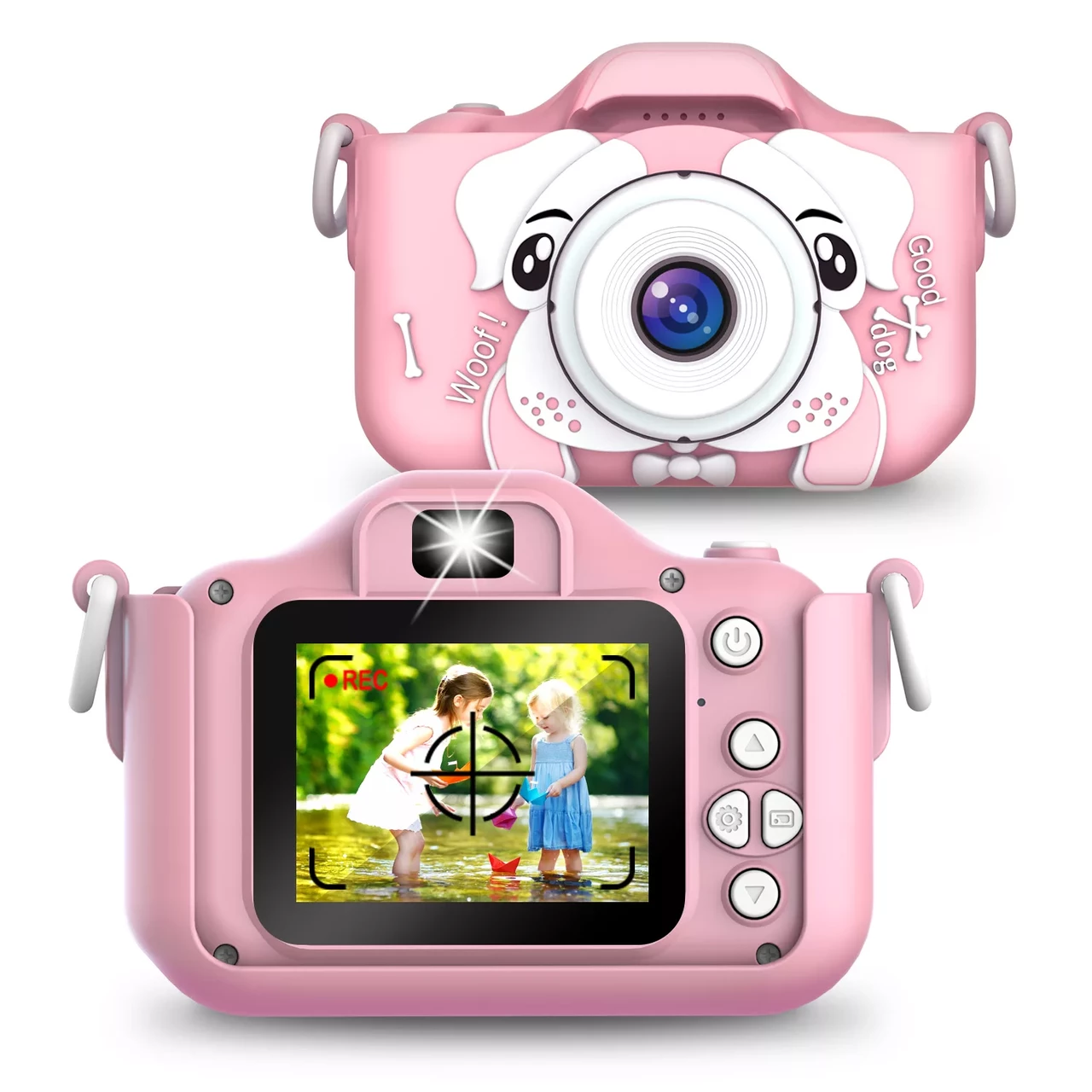 Детский фотоаппарат с селфи камерой Собачка / Fun Camera / Розовый - фото 1 - id-p171956860