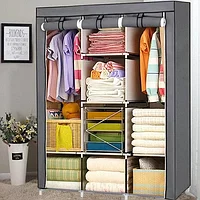 Шкаф складной каркасный тканевый STORAGE WARDROBE (YG - 05) Трехсекционный (Серый)