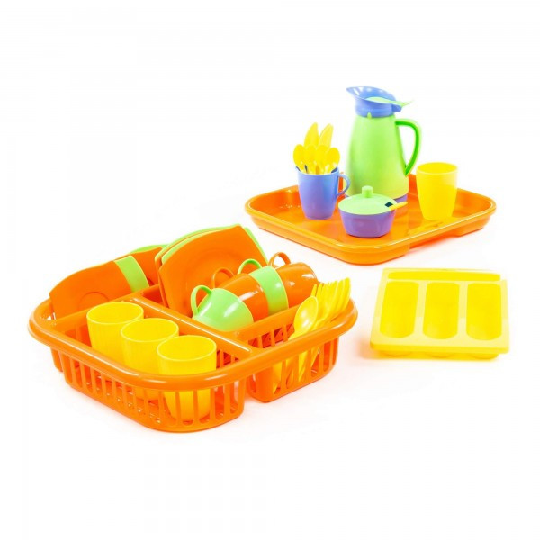Набор игрушечной посуды "Алиса" с сушилкой, подносом и лотком на 4 персоны арт. 40718 Полесье - фото 2 - id-p171958887