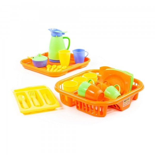 Набор игрушечной посуды "Алиса" с сушилкой, подносом и лотком на 4 персоны арт. 40718 Полесье - фото 4 - id-p171958887