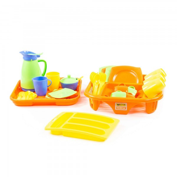 Набор игрушечной посуды "Алиса" с сушилкой, подносом и лотком на 4 персоны арт. 40718 Полесье - фото 5 - id-p171958887
