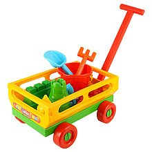 Детская тележка с набором игрушек для песка