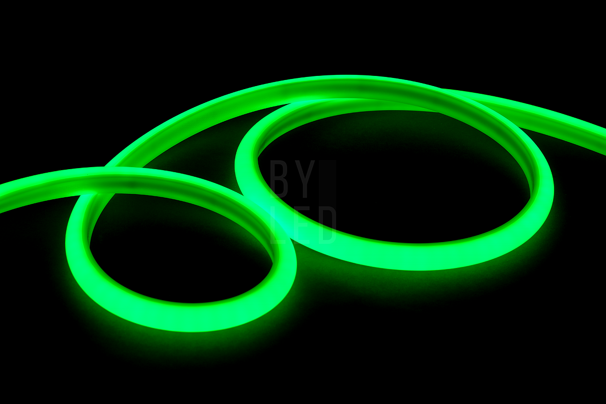 Светодиодный неон Byled PRO SMD2835, 120 LED/m, 9.6W/m, 24V, IP67, Цвет: Зеленый