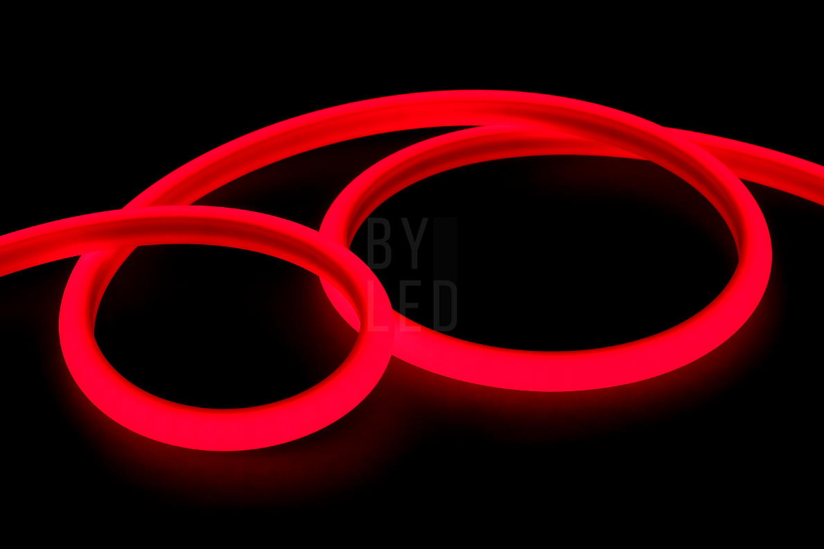 Светодиодный неон Byled PRO SMD2835, 120 LED/m, 9.6W/m, 24V , IP67, Цвет: Красный